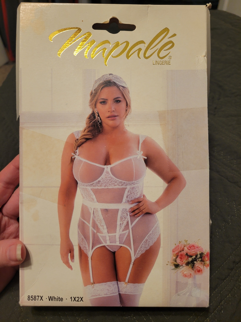 Mapalé White Lace Garter Chemise - Plus Size